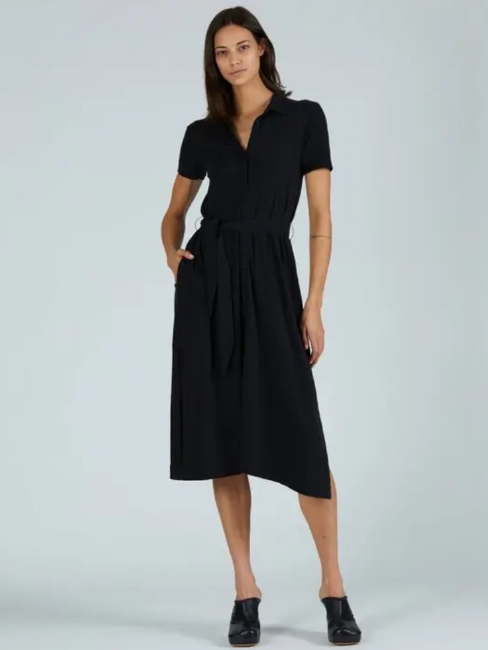 ATM Anthony Thomas Melillo High Torsion Jersey Shirt Dress In Black